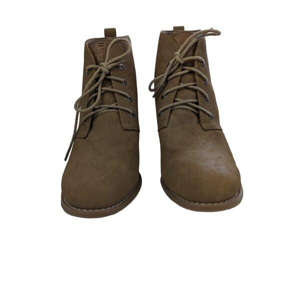 NAUTICA! CAMEL TAN VEGAN SUEDE WEDGE HEEL LACE-UP BOOTS, BOOTIES! SZ 8.5 - Picture 5 of 9